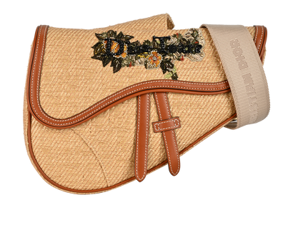 Dior Tears Saddle, &pound;2,100, Handbags, Beige/Brown, Leather/Raffia, Front view